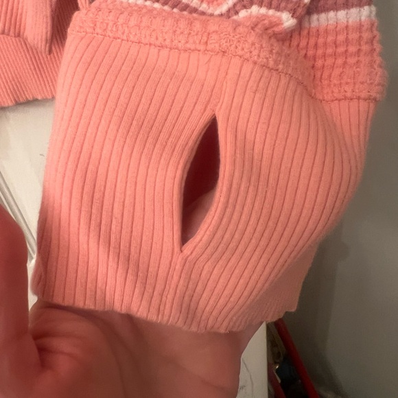 Offline by Aerie Striped Pink Long Sleeve Waffle Top - Picture 4 of 5